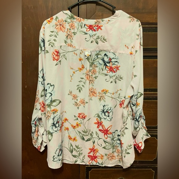 Zac & Rachel Floral Blouse - Cream with Red and Green Accents - Picture 3 of 6